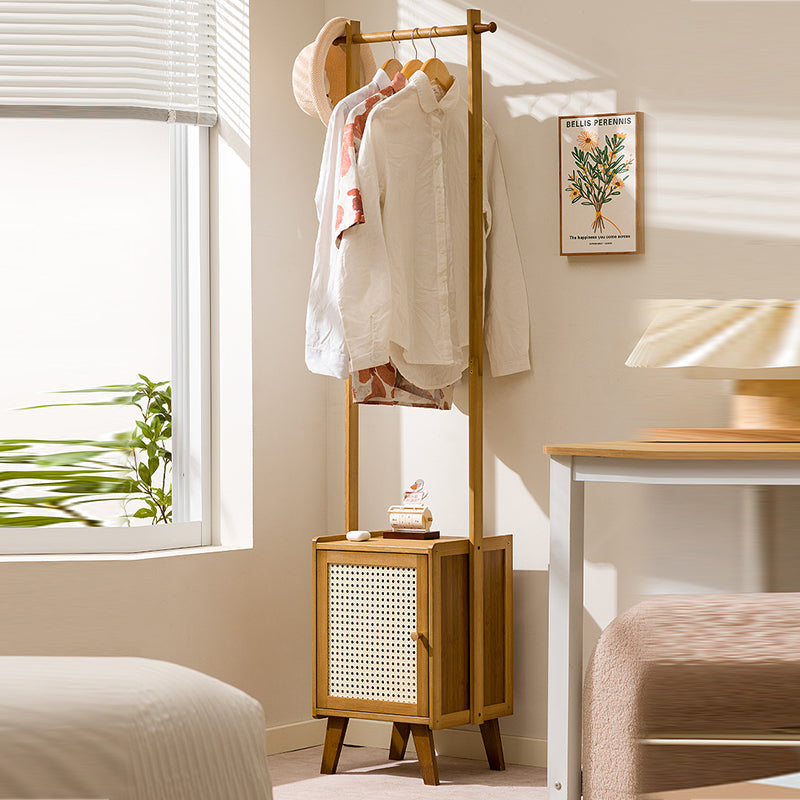 Contemporary Scandinavian Rectangular MDF Bamboo Hall Tree 1-Cabinet For Bedroom