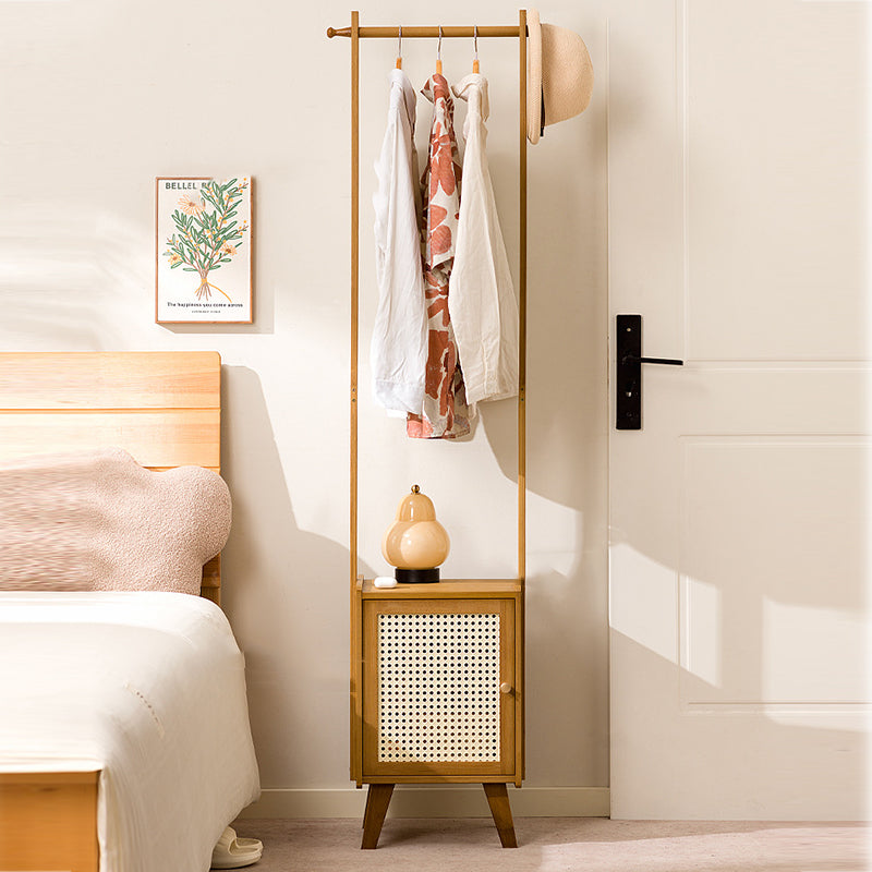 Contemporary Scandinavian Rectangular MDF Bamboo Hall Tree 1-Cabinet For Bedroom