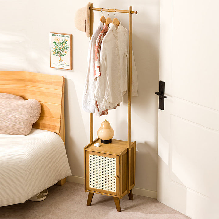 Contemporary Scandinavian Rectangular MDF Bamboo Hall Tree 1-Cabinet For Bedroom