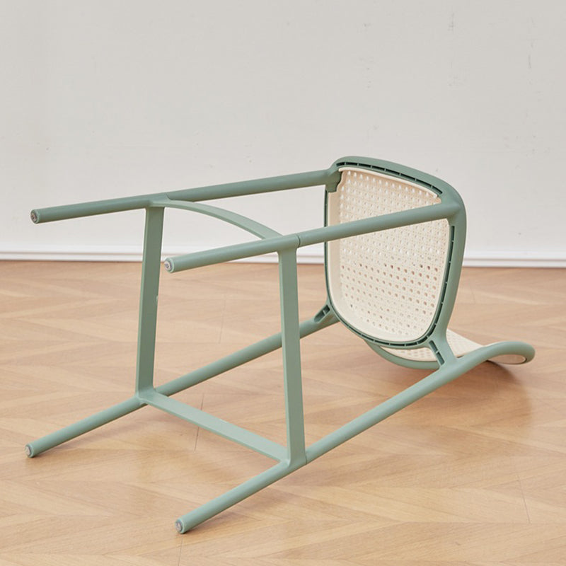 Modern Minimalist Rectangular PP Rattan Weaving Bar Stool Backrest Footrest For Dining Room