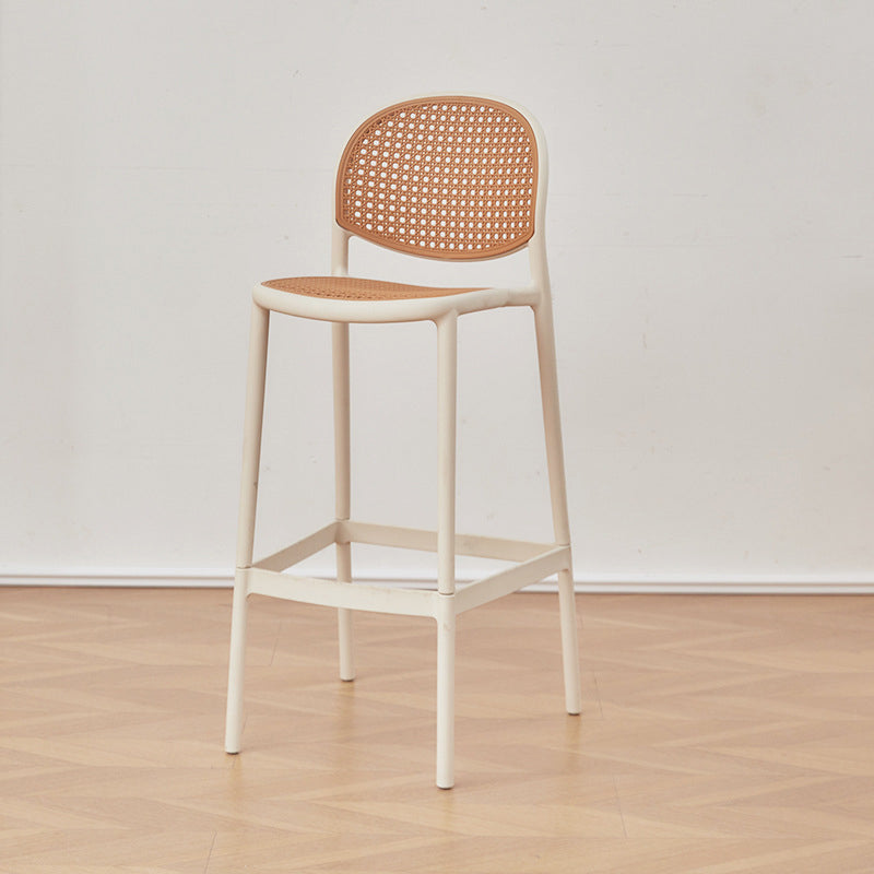 Modern Minimalist Rectangular PP Rattan Weaving Bar Stool Backrest Footrest For Dining Room