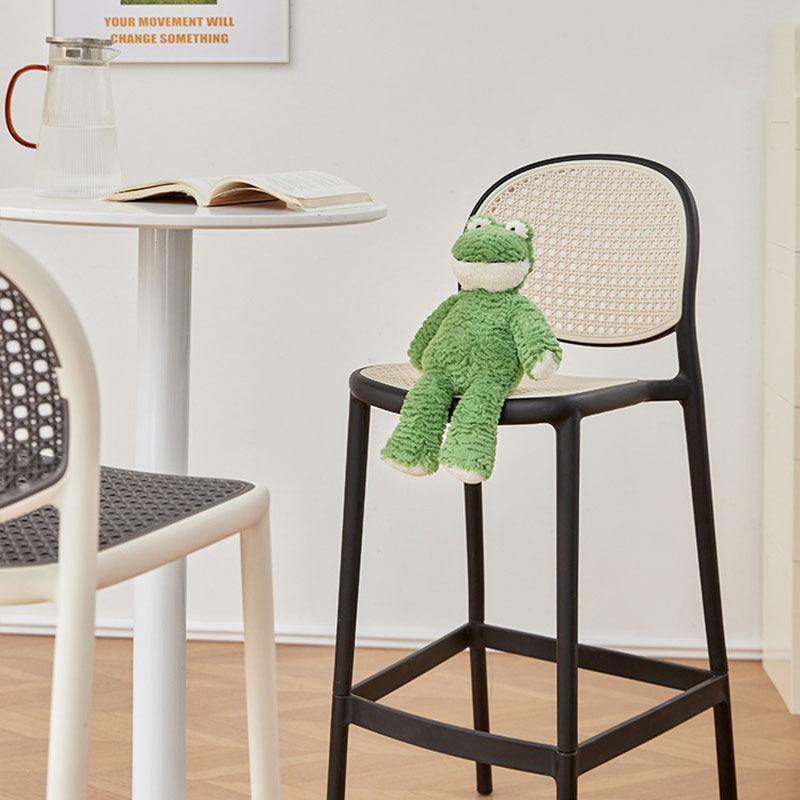 Modern Minimalist Rectangular PP Rattan Weaving Bar Stool Backrest Footrest For Dining Room