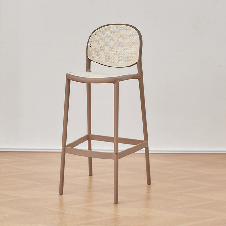 Modern Minimalist Rectangular PP Rattan Weaving Bar Stool Backrest Footrest For Dining Room