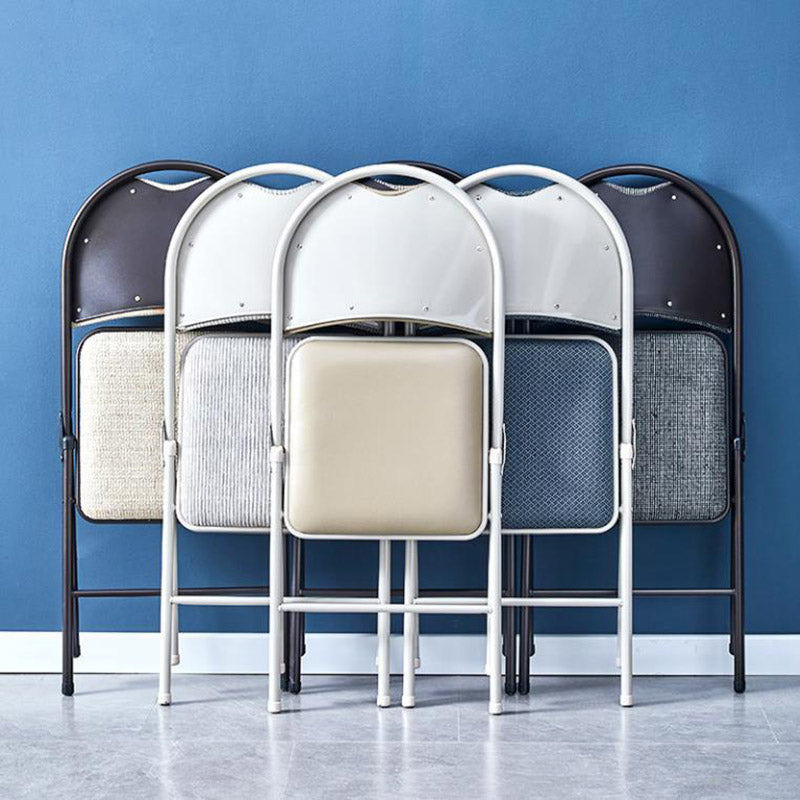Moderner minimalistischer Baumwoll-Leinen-Mischung Sitz Kohlenstoffstahl quadratischer klappbarer Esszimmerstuhl für Restaurant- und Heimgebrauch 