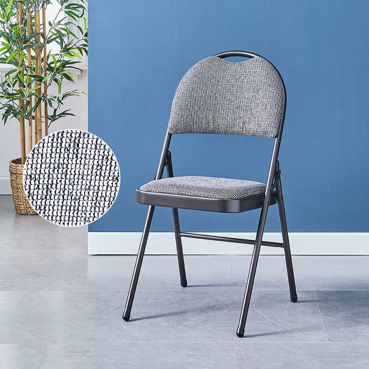 Moderner minimalistischer Baumwoll-Leinen-Mischung Sitz Kohlenstoffstahl quadratischer klappbarer Esszimmerstuhl für Restaurant- und Heimgebrauch 