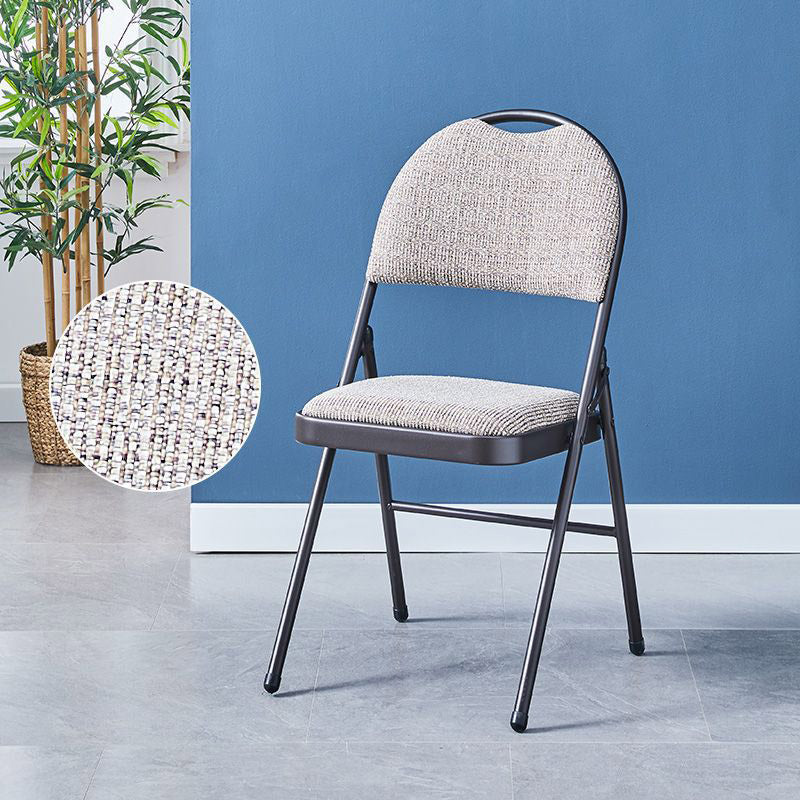 Moderner minimalistischer Baumwoll-Leinen-Mischung Sitz Kohlenstoffstahl quadratischer klappbarer Esszimmerstuhl für Restaurant- und Heimgebrauch 
