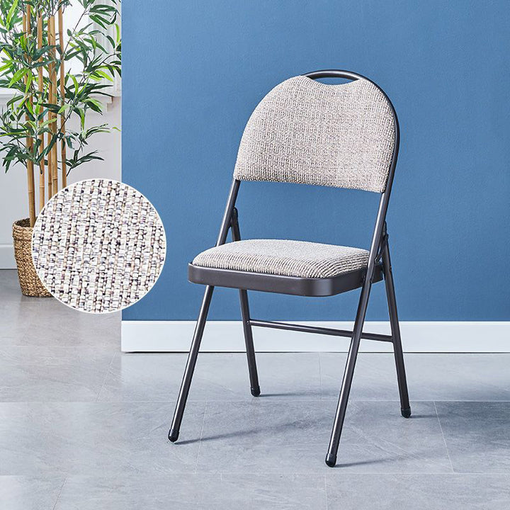 Moderner minimalistischer Baumwoll-Leinen-Mischung Sitz Kohlenstoffstahl quadratischer klappbarer Esszimmerstuhl für Restaurant- und Heimgebrauch 
