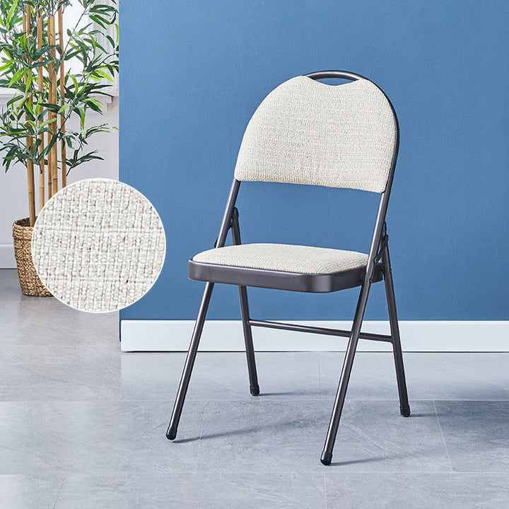 Moderner minimalistischer Baumwoll-Leinen-Mischung Sitz Kohlenstoffstahl quadratischer klappbarer Esszimmerstuhl für Restaurant- und Heimgebrauch 