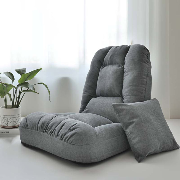 Silla de acento rectangular moderna minimalista de hierro con tela de algodón PP con respaldo ajustable y funda extraíble y lavable para sala de estar y dormitorio 