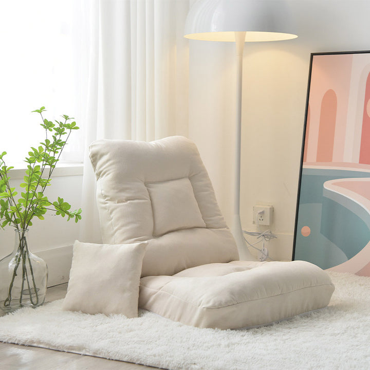 Silla de acento rectangular moderna minimalista de hierro con tela de algodón PP con respaldo ajustable y funda extraíble y lavable para sala de estar y dormitorio 