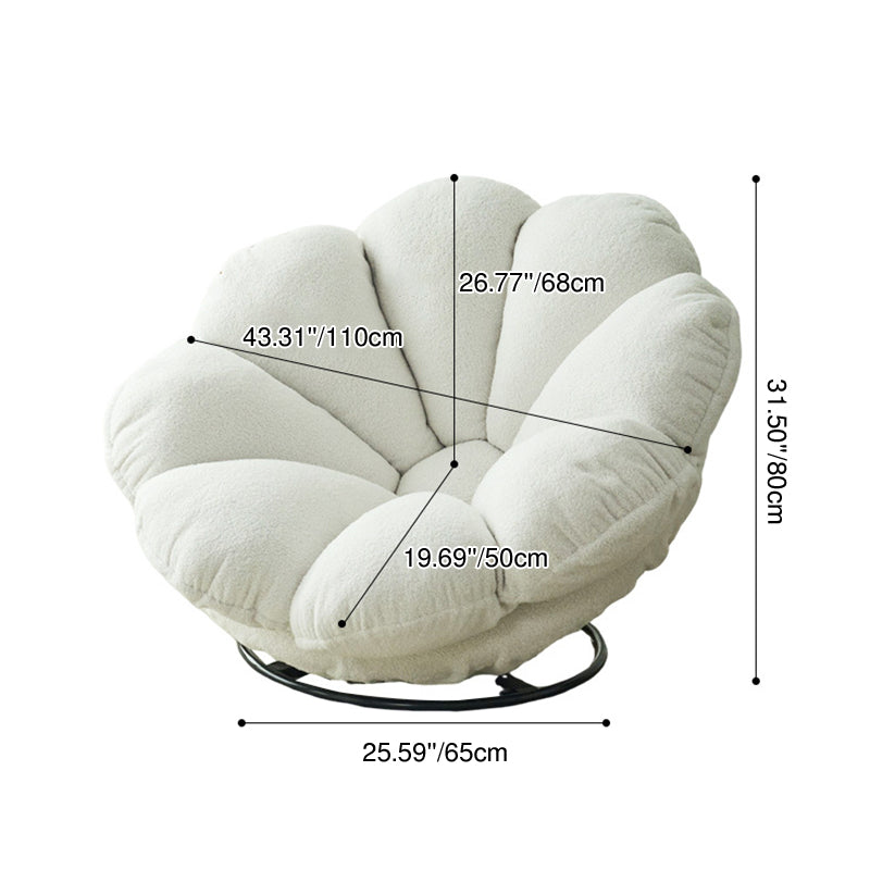 Contemporary Creative Plush Fabric &amp; Iron Petal Swivel Accent Chair With Backrest For Living Room &amp; Bedroom