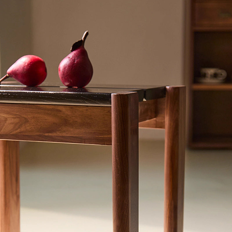 Traditional Japanese Solid Rubberwood Square Vanity Stool For Bedroom, Living Room &amp; Entryway