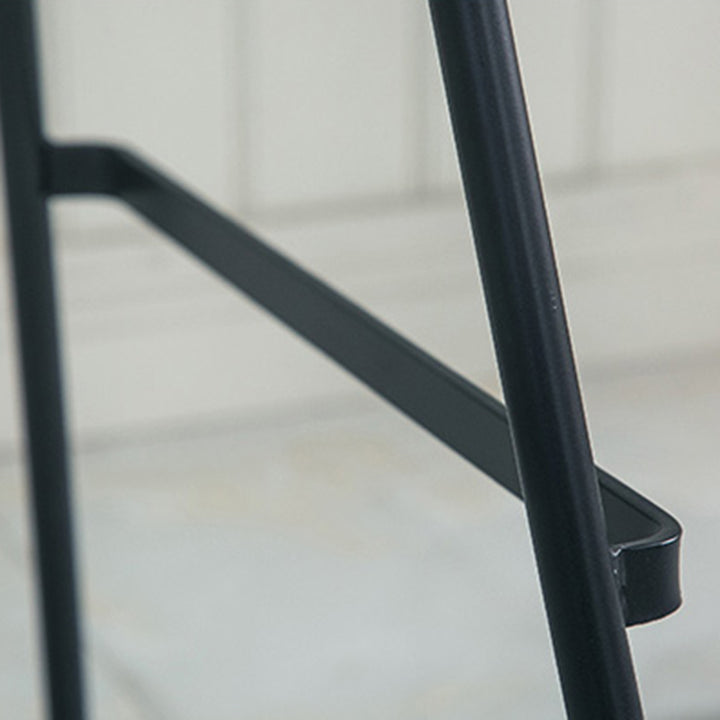 Modern Minimalist Wrought Iron &amp; Leather Round Bar Stool With Backrest Footrest For Dining Room