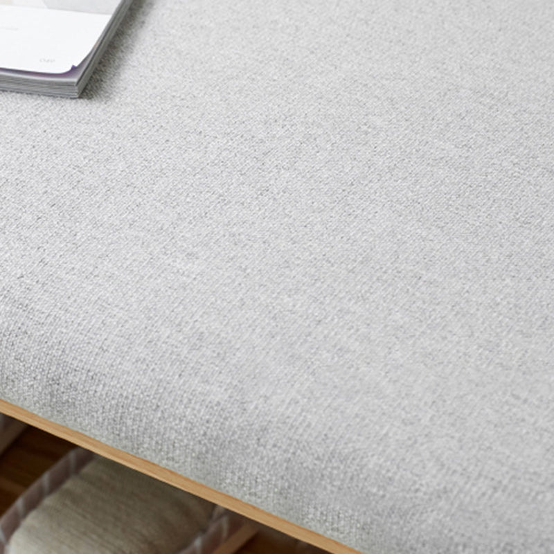 Modern Minimalist Solid Wood &amp; Linen Rectangular Shoe Bench With Drawer And Dual Storage Spaces For Entryway