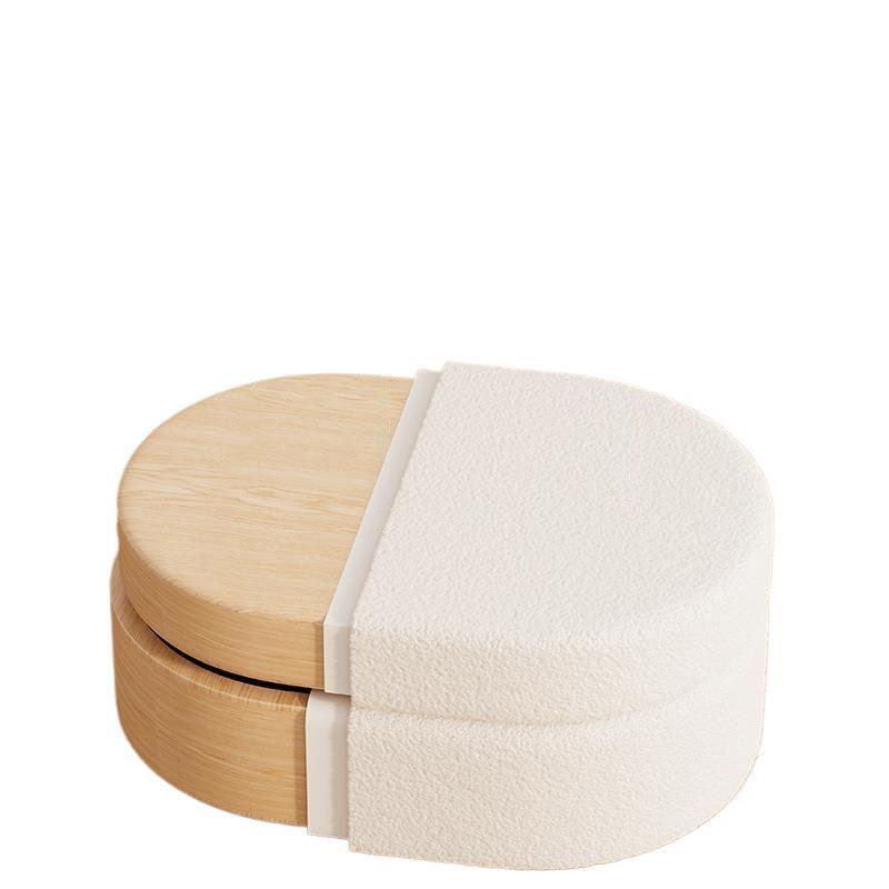 Modern Minimalist Sherpa Fabric Solid Wood Frame MDF Oval Low Stool With Hidden Storage For Entryway