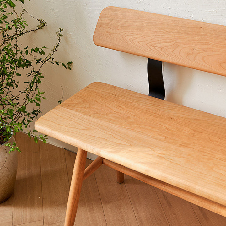 Banc rectangulaire en bois massif au design minimaliste moderne avec dossier pour salle à manger, chambre et salon 