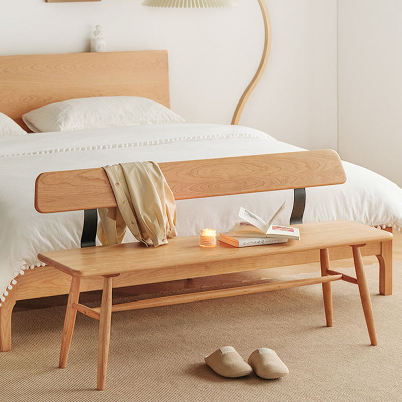 Banc rectangulaire en bois massif au design minimaliste moderne avec dossier pour salle à manger, chambre et salon 