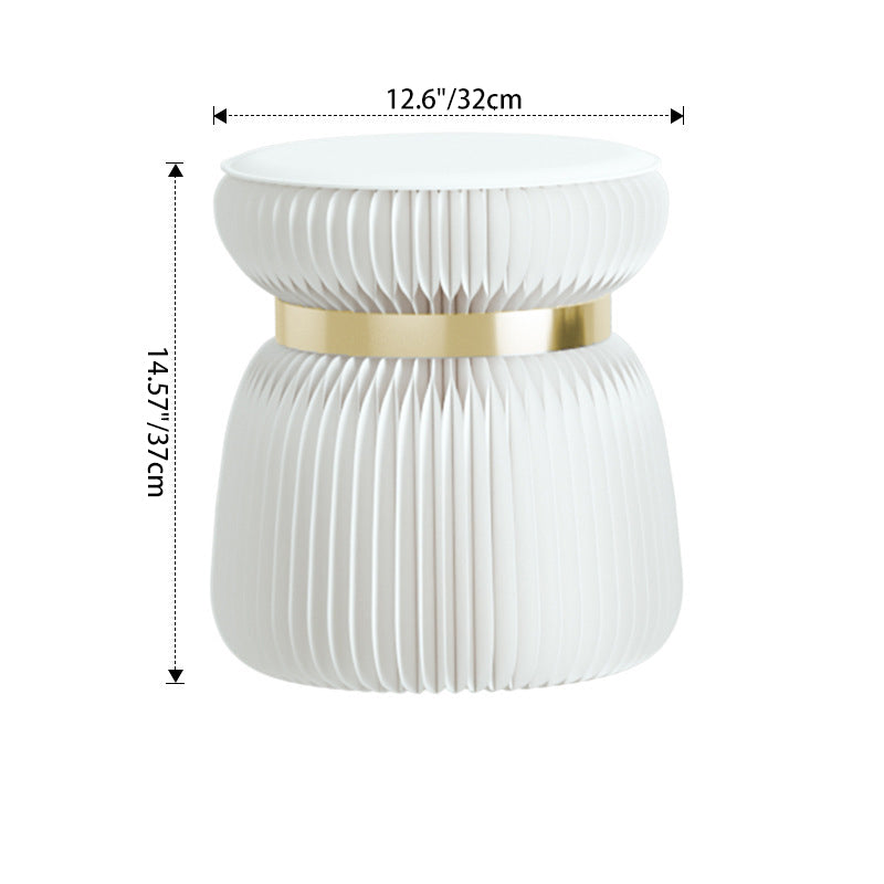 Moderner Art Deco Kraftpapier Acryl Metall PU Leder Runder Faltbarer Hocker Für Eingang &amp; Wohnzimmer 