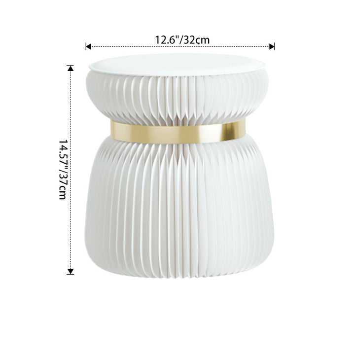 Moderner Art Deco Kraftpapier Acryl Metall PU Leder Runder Faltbarer Hocker Für Eingang &amp; Wohnzimmer 