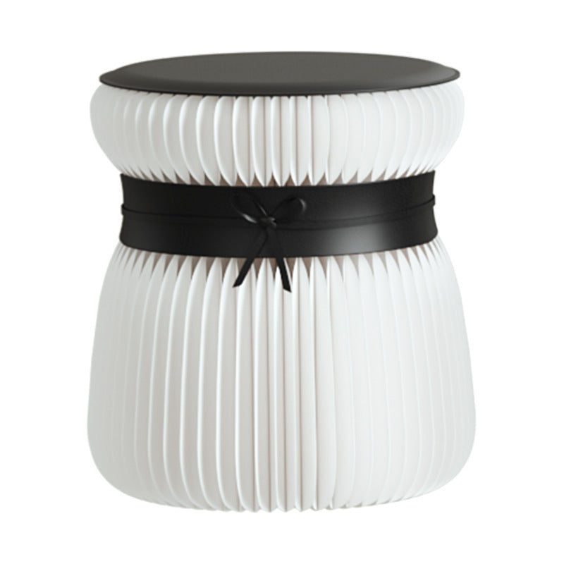 Moderner Art Deco Kraftpapier Acryl Metall PU Leder Runder Faltbarer Hocker Für Eingang &amp; Wohnzimmer 