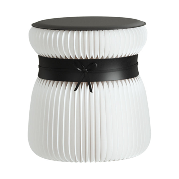 Moderner Art Deco Kraftpapier Acryl Metall PU Leder Runder Faltbarer Hocker Für Eingang &amp; Wohnzimmer 