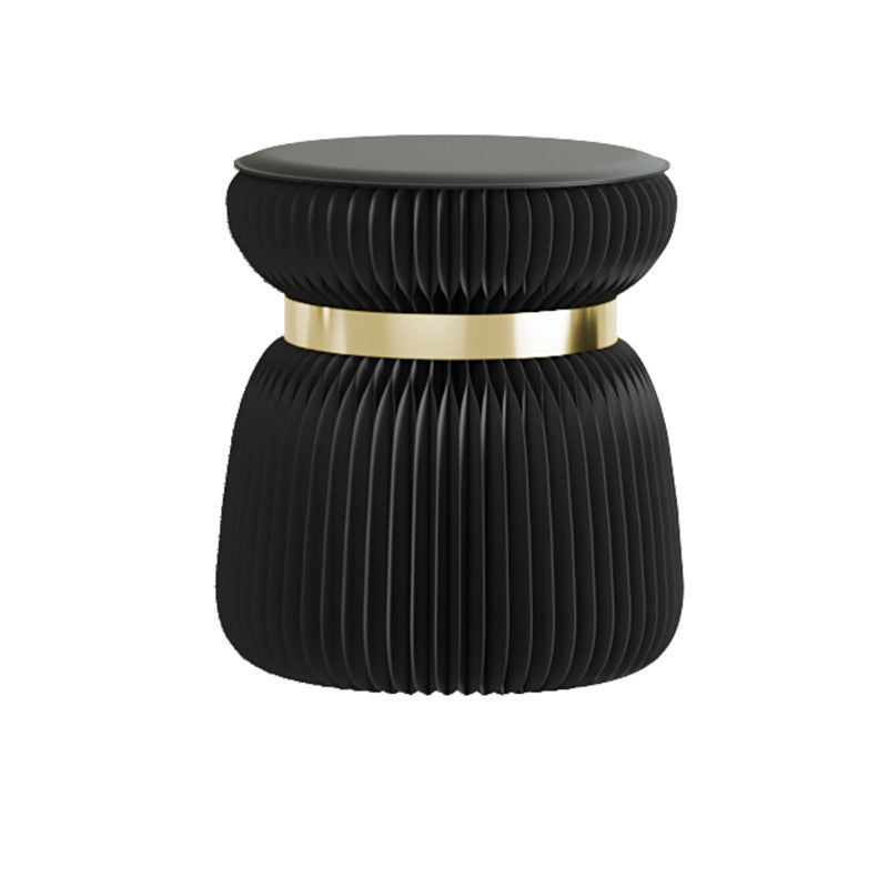 Moderner Art Deco Kraftpapier Acryl Metall PU Leder Runder Faltbarer Hocker Für Eingang &amp; Wohnzimmer 
