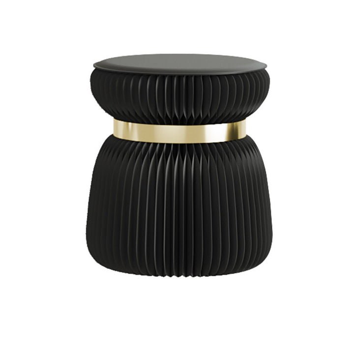 Moderner Art Deco Kraftpapier Acryl Metall PU Leder Runder Faltbarer Hocker Für Eingang &amp; Wohnzimmer 
