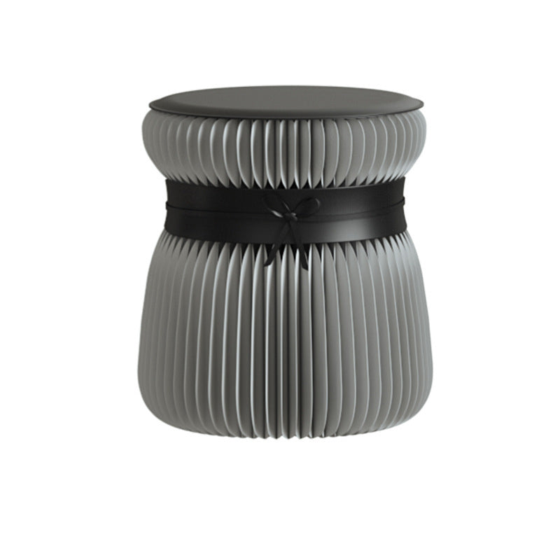 Moderner Art Deco Kraftpapier Acryl Metall PU Leder Runder Faltbarer Hocker Für Eingang &amp; Wohnzimmer 
