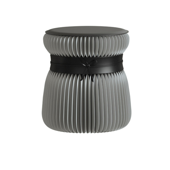 Moderner Art Deco Kraftpapier Acryl Metall PU Leder Runder Faltbarer Hocker Für Eingang &amp; Wohnzimmer 