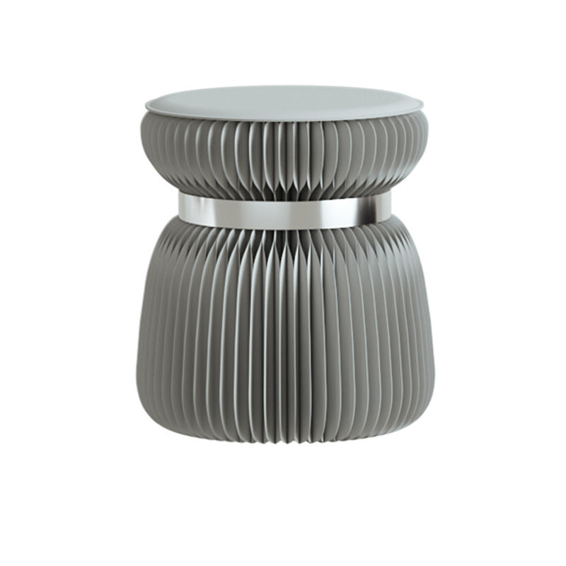 Moderner Art Deco Kraftpapier Acryl Metall PU Leder Runder Faltbarer Hocker Für Eingang &amp; Wohnzimmer 