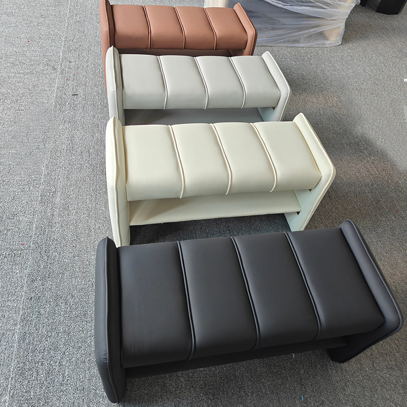 Banc à chaussures rectangulaire en faux cuir de luxe moderne avec structure en bois massif et contreplaqué, avec rangement à 2 niveaux pour l’entrée 