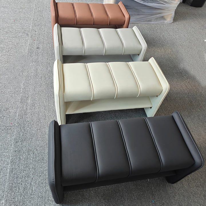 Banc à chaussures rectangulaire en faux cuir de luxe moderne avec structure en bois massif et contreplaqué, avec rangement à 2 niveaux pour l’entrée 