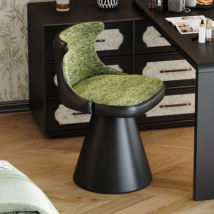 Modern Minimalist Plywood Scratch-resistant Leather Chenille Velvet Upholstered Vanity Stool With Wraparound Back &amp; Swivel For Bedroom