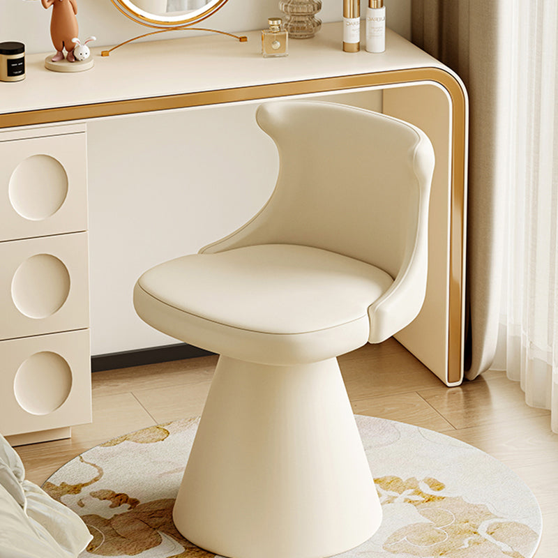 Modern Minimalist Plywood Scratch-resistant Leather Chenille Velvet Upholstered Vanity Stool With Wraparound Back &amp; Swivel For Bedroom