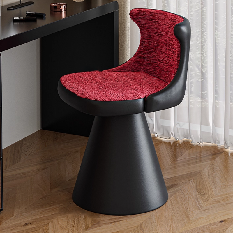 Modern Minimalist Plywood Scratch-resistant Leather Chenille Velvet Upholstered Vanity Stool With Wraparound Back &amp; Swivel For Bedroom