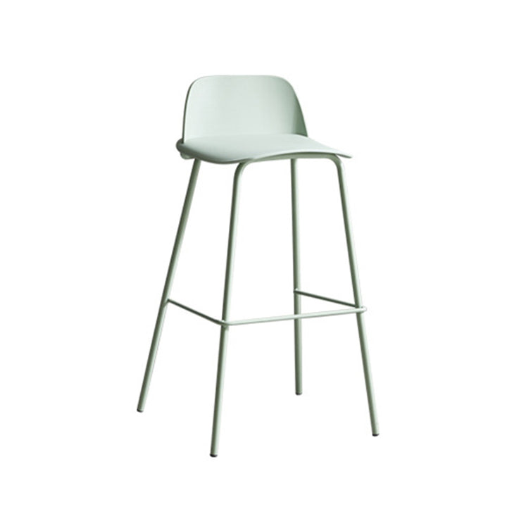 Tabouret de bar rectangulaire moderne minimaliste en PP et acier au carbone avec dossier et repose-pieds pour salle à manger 