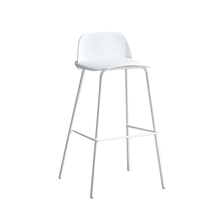 Tabouret de bar rectangulaire moderne minimaliste en PP et acier au carbone avec dossier et repose-pieds pour salle à manger 