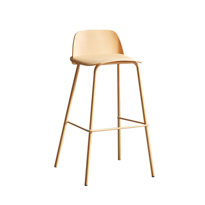 Tabouret de bar rectangulaire moderne minimaliste en PP et acier au carbone avec dossier et repose-pieds pour salle à manger 