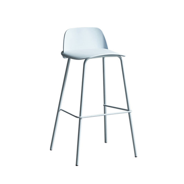 Tabouret de bar rectangulaire moderne minimaliste en PP et acier au carbone avec dossier et repose-pieds pour salle à manger 