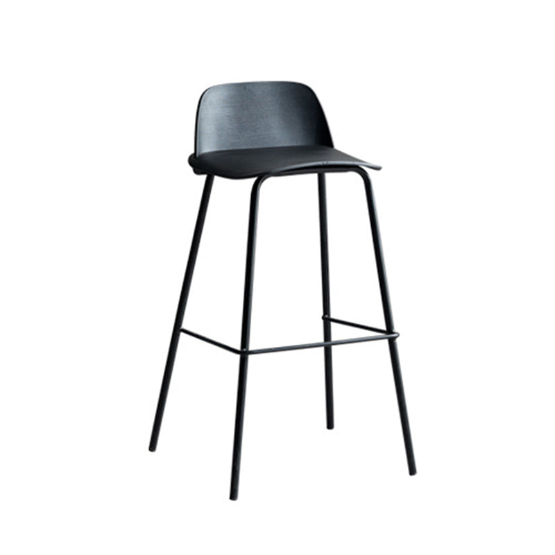 Tabouret de bar rectangulaire moderne minimaliste en PP et acier au carbone avec dossier et repose-pieds pour salle à manger 