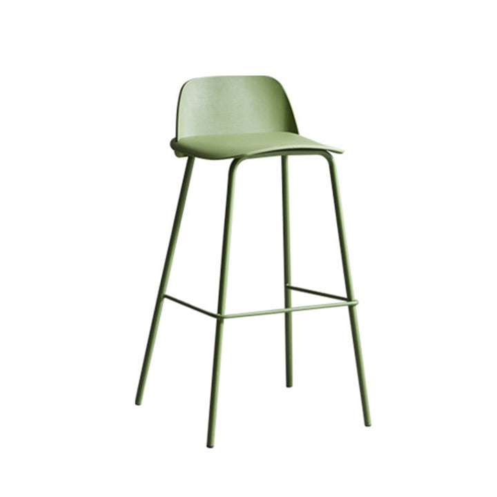 Tabouret de bar rectangulaire moderne minimaliste en PP et acier au carbone avec dossier et repose-pieds pour salle à manger 