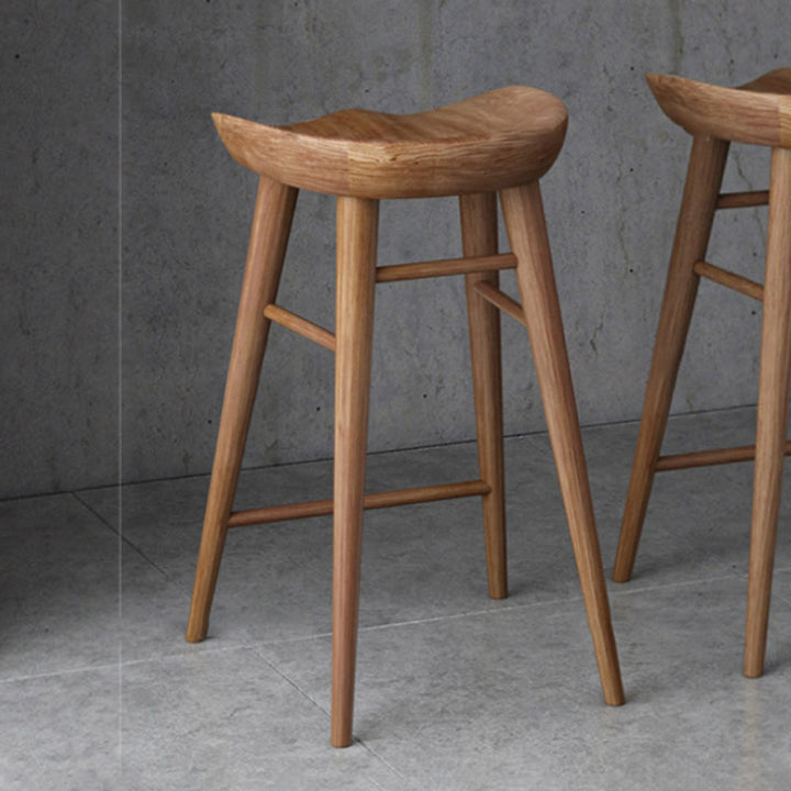 Modern Minimalist Solid Wood Ergonomic Bar Stool With Footrest For Dining Room