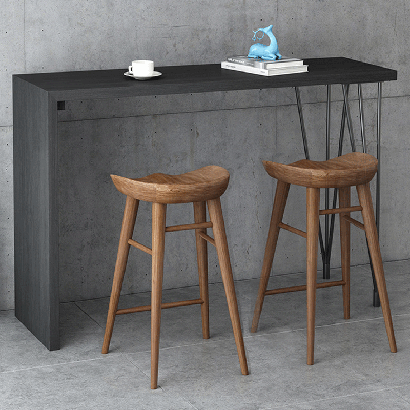 Modern Minimalist Solid Wood Ergonomic Bar Stool With Footrest For Dining Room