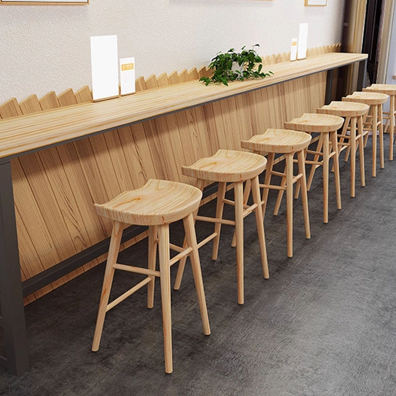 Modern Minimalist Solid Wood Ergonomic Bar Stool With Footrest For Dining Room