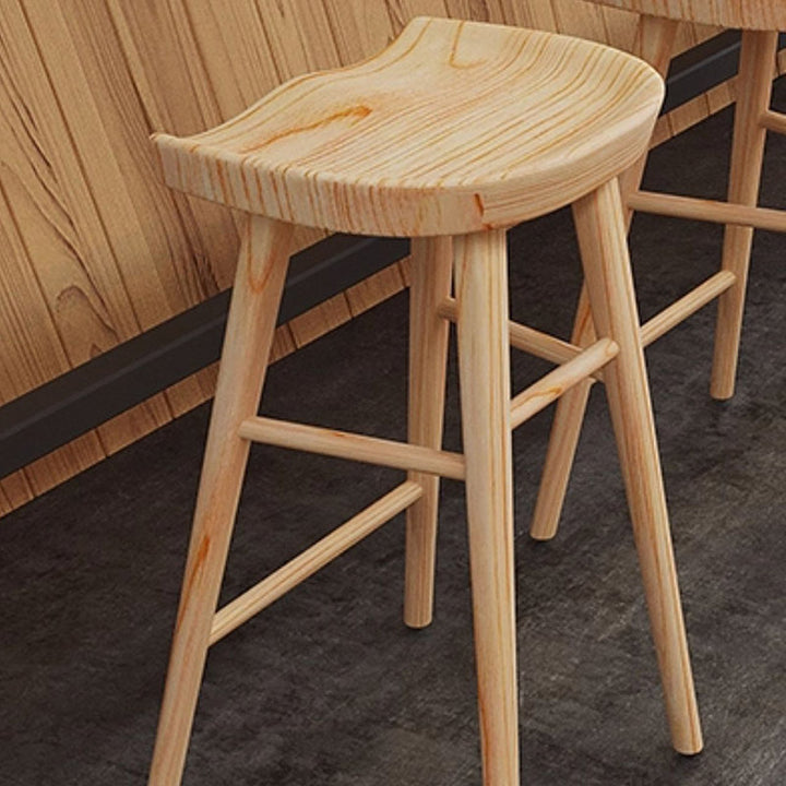 Modern Minimalist Solid Wood Ergonomic Bar Stool With Footrest For Dining Room