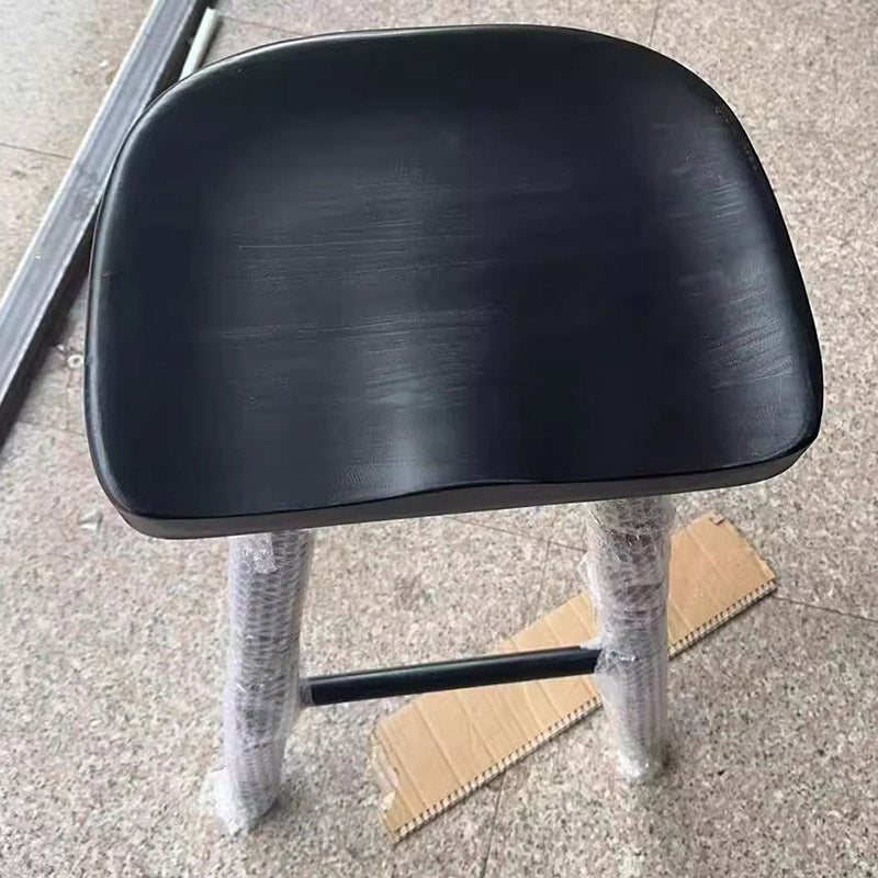 Modern Minimalist Solid Wood Ergonomic Bar Stool With Footrest For Dining Room