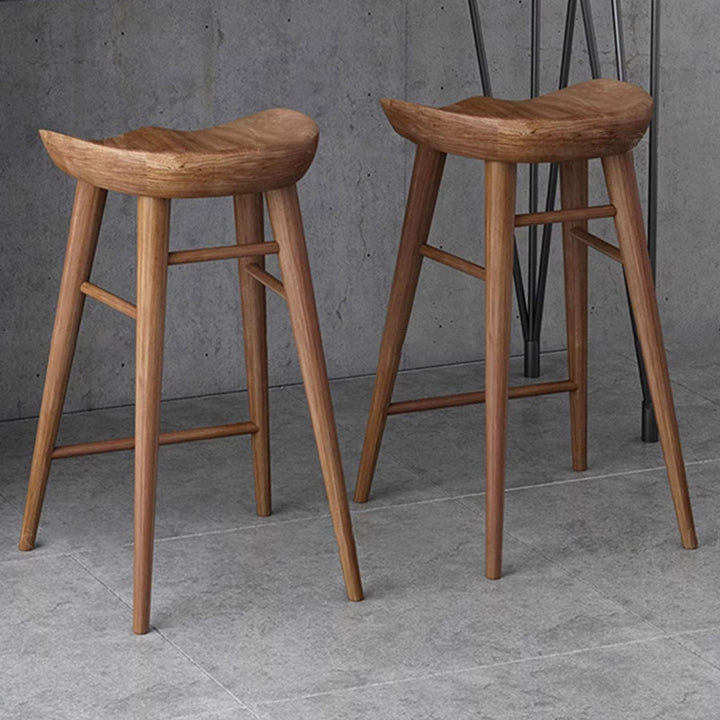 Modern Minimalist Solid Wood Ergonomic Bar Stool With Footrest For Dining Room