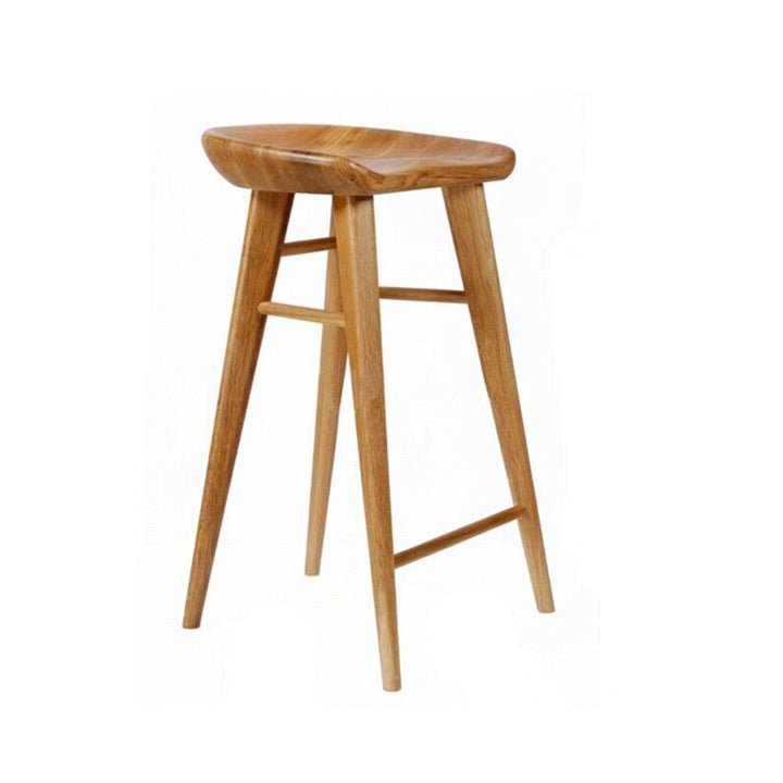 Modern Minimalist Solid Wood Ergonomic Bar Stool With Footrest For Dining Room