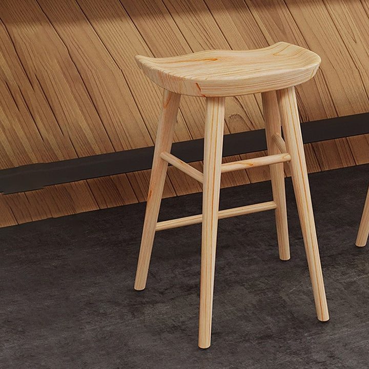 Modern Minimalist Solid Wood Ergonomic Bar Stool With Footrest For Dining Room