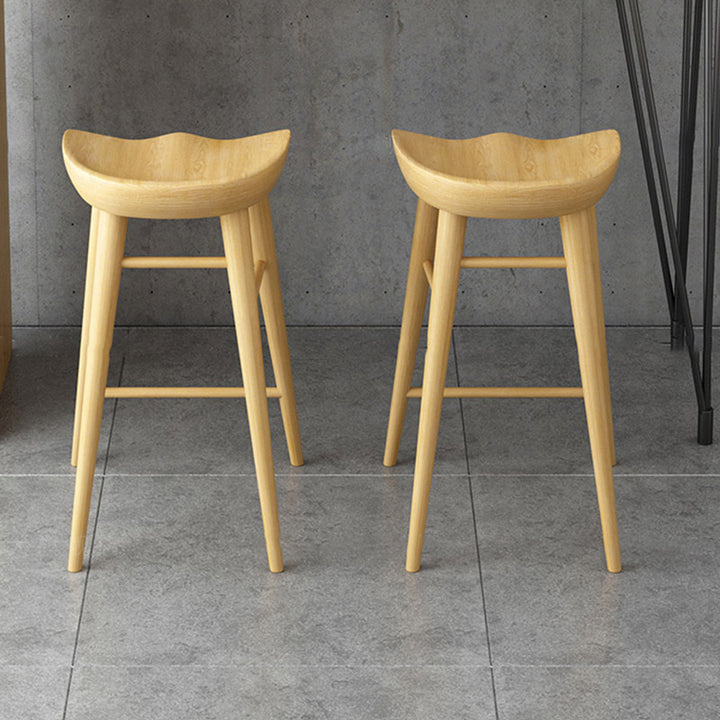 Modern Minimalist Solid Wood Ergonomic Bar Stool With Footrest For Dining Room